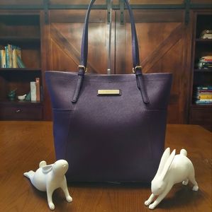 Calvin Klein Plum Purple Saffiano Leather Purse Tote Bag